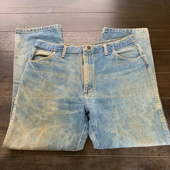 Vintage Rustler Jeans Mens Regular Fit Straight Blue Size 38x30 (Actual 35x29) - Picture 2 of 16